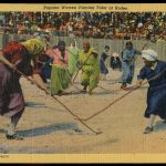 Tohono O'odham women playing toka, a traditional field game of the desert people.