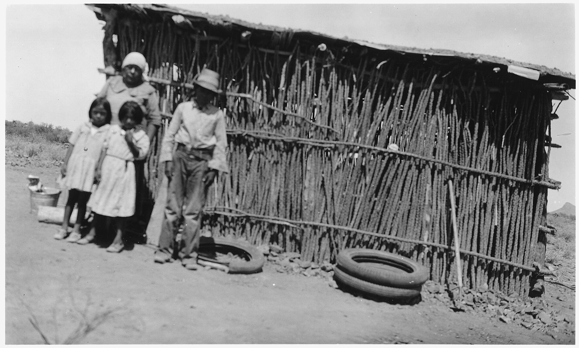 A Tohono O'odham family in Arizona; they are the desert people of the Sonoran borderlands.