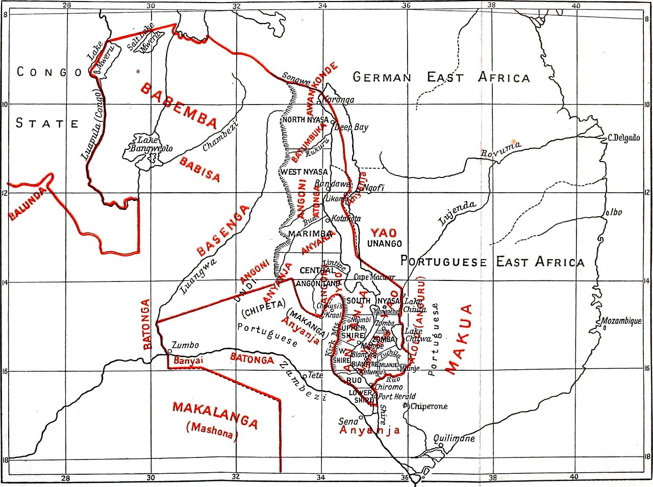 An early photograph of the peoples of British Central Africa.