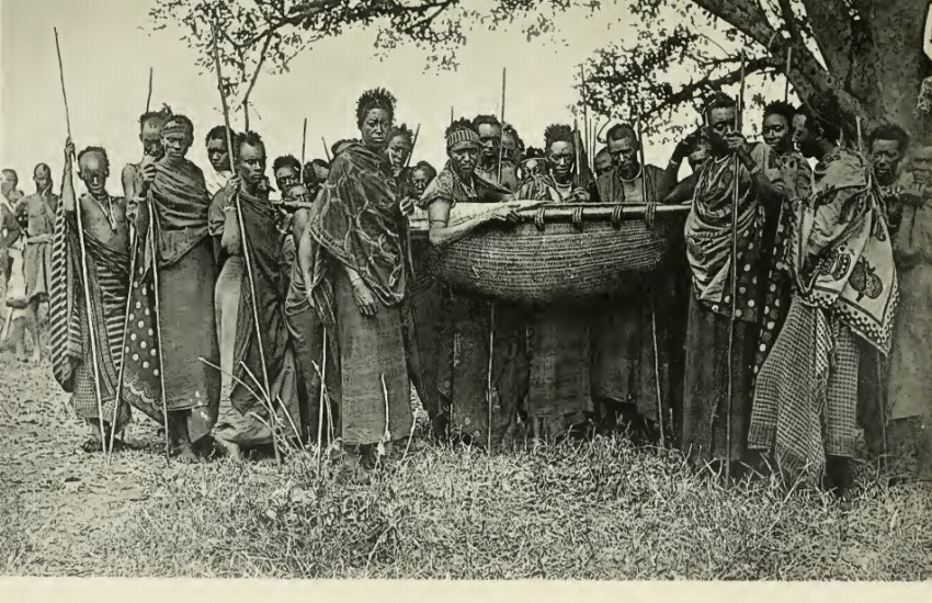 A Rwandan chief on the move, photographed in 1904; the Tutsi formed the old aristocracy.