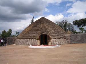 The royal palace at Nyanza, seat of the mwami, the king of Rwanda.