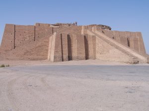 The reconstructed Great Ziggurat of Ur, a towering temple of the ancient Sumerians.
