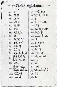 A specimen of the Vai syllabary, one of the few indigenous scripts of Africa.