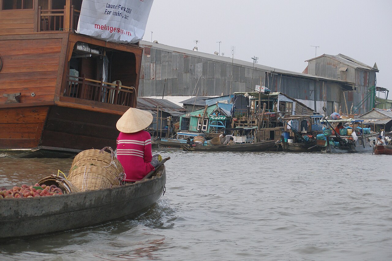 A floating market in the Mekong Delta of southern Vietnam