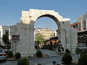 The Arch of Caracalla, the triumphal gateway of the Roman city of Volubilis in Morocco.