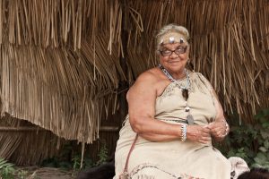 A woman at a recreated Wampanoag village in Massachusetts.