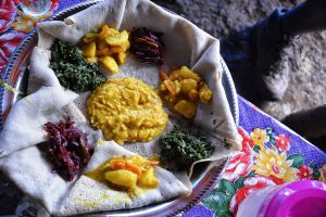 Injera, the sourdough flatbread eaten across Ethiopia, including in Wolayta.