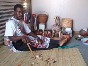 A sangoma reading the bones