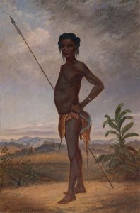 A historic portrait of an Azande man; the Zande spread across the Nile-Congo divide.