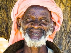 An old Zarma man from a village on the Dallol in western Niger.