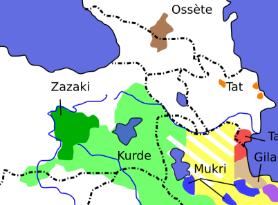 A map of the distribution of the Zaza people in eastern Turkey.