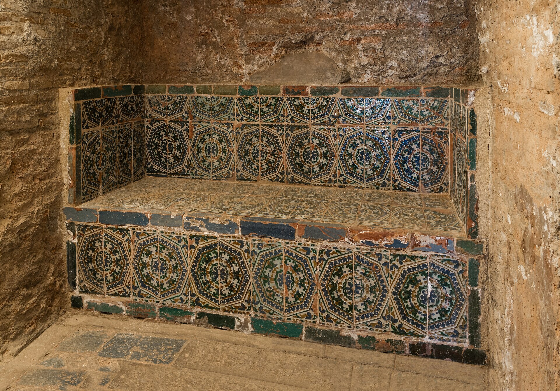 A bench in the royal hammam of the Alhambra