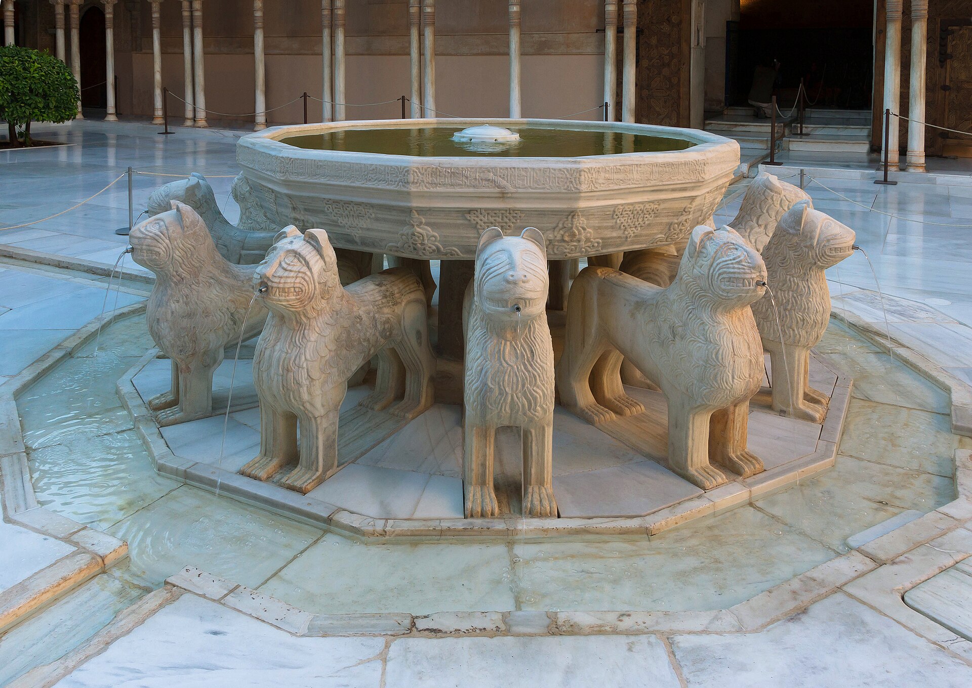 The fountain of the Court of the Lions, borne on stone lions