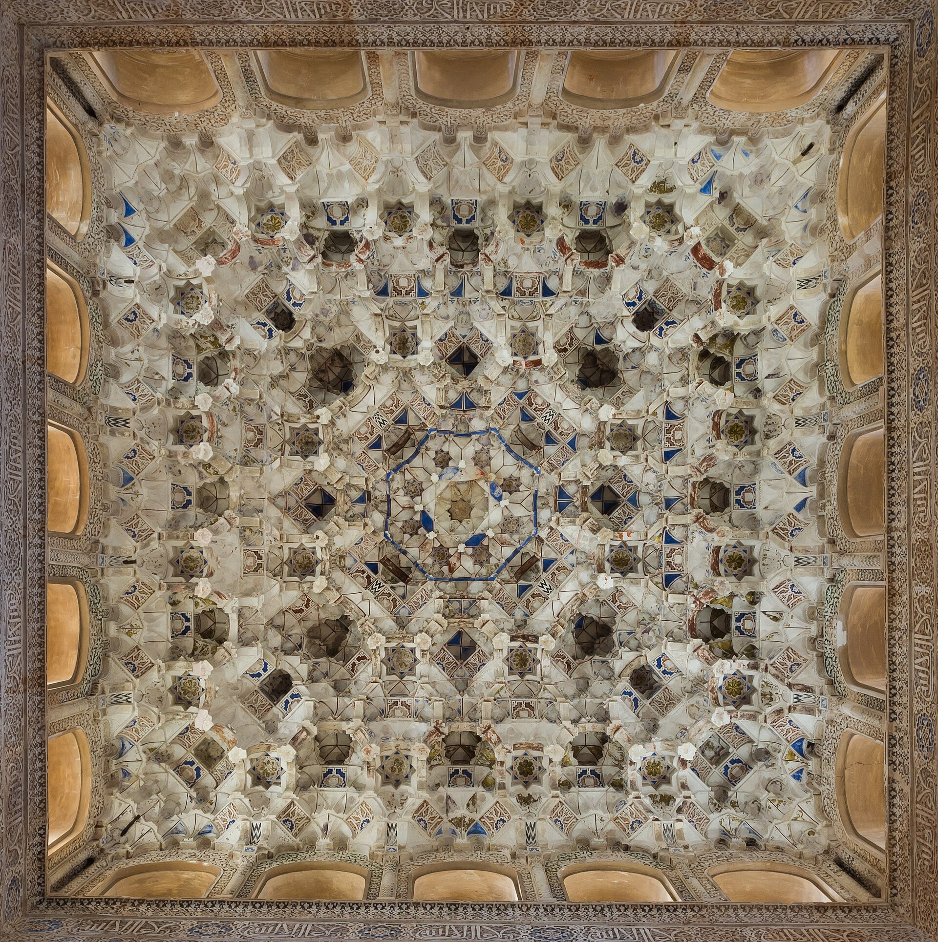 A muqarnas stucco ceiling in the Palace of the Lions