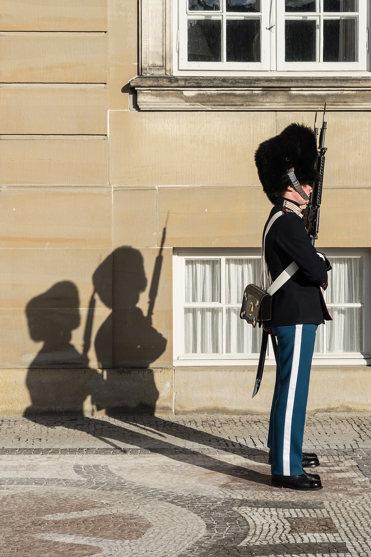 Guards of the Royal Life Guards on duty at the palace.