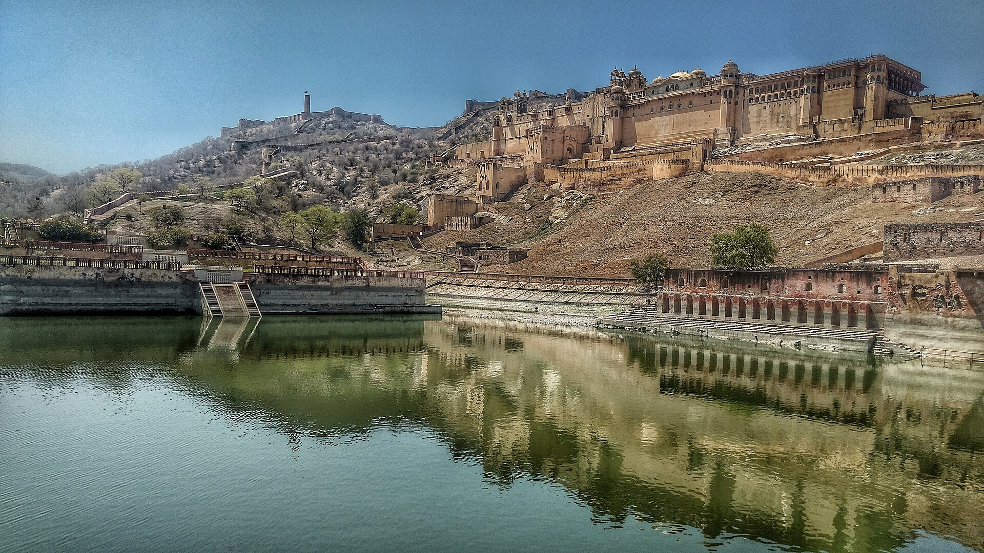 The palace-fortress of Amer seen across the valley
