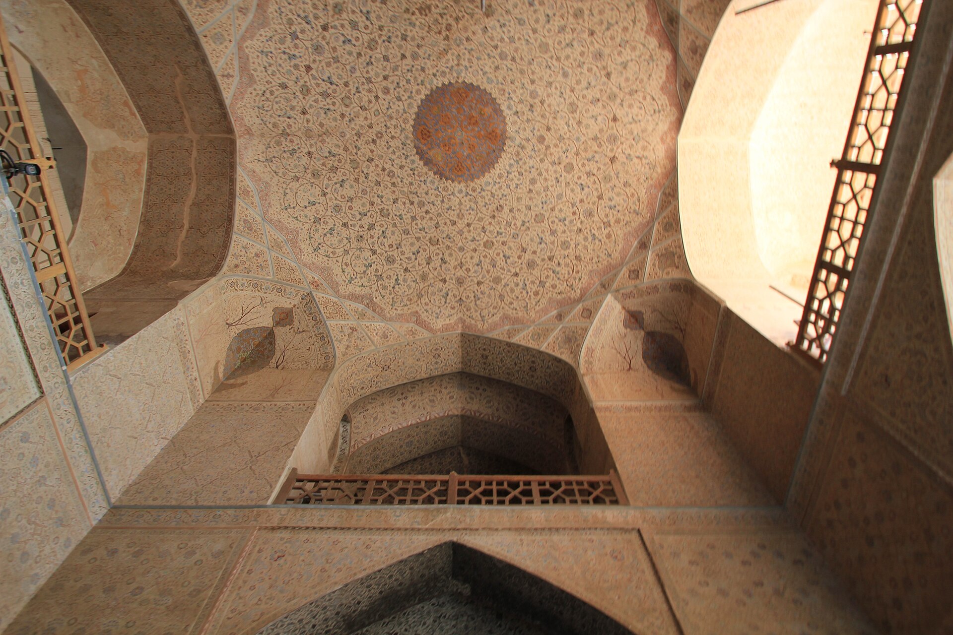 The Ali Qapu palace, its columned terrace rising above the arcades of the great square.