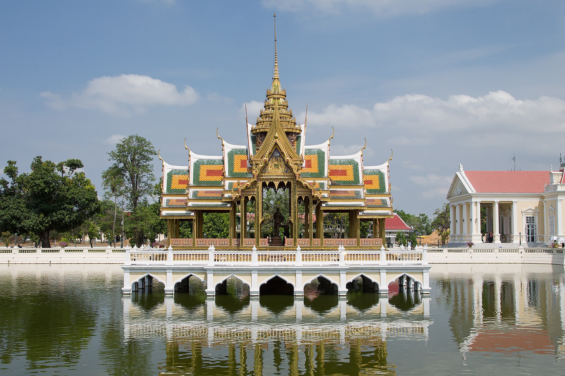 The Bang Pa-In Royal Palace amid its lawns and lakes