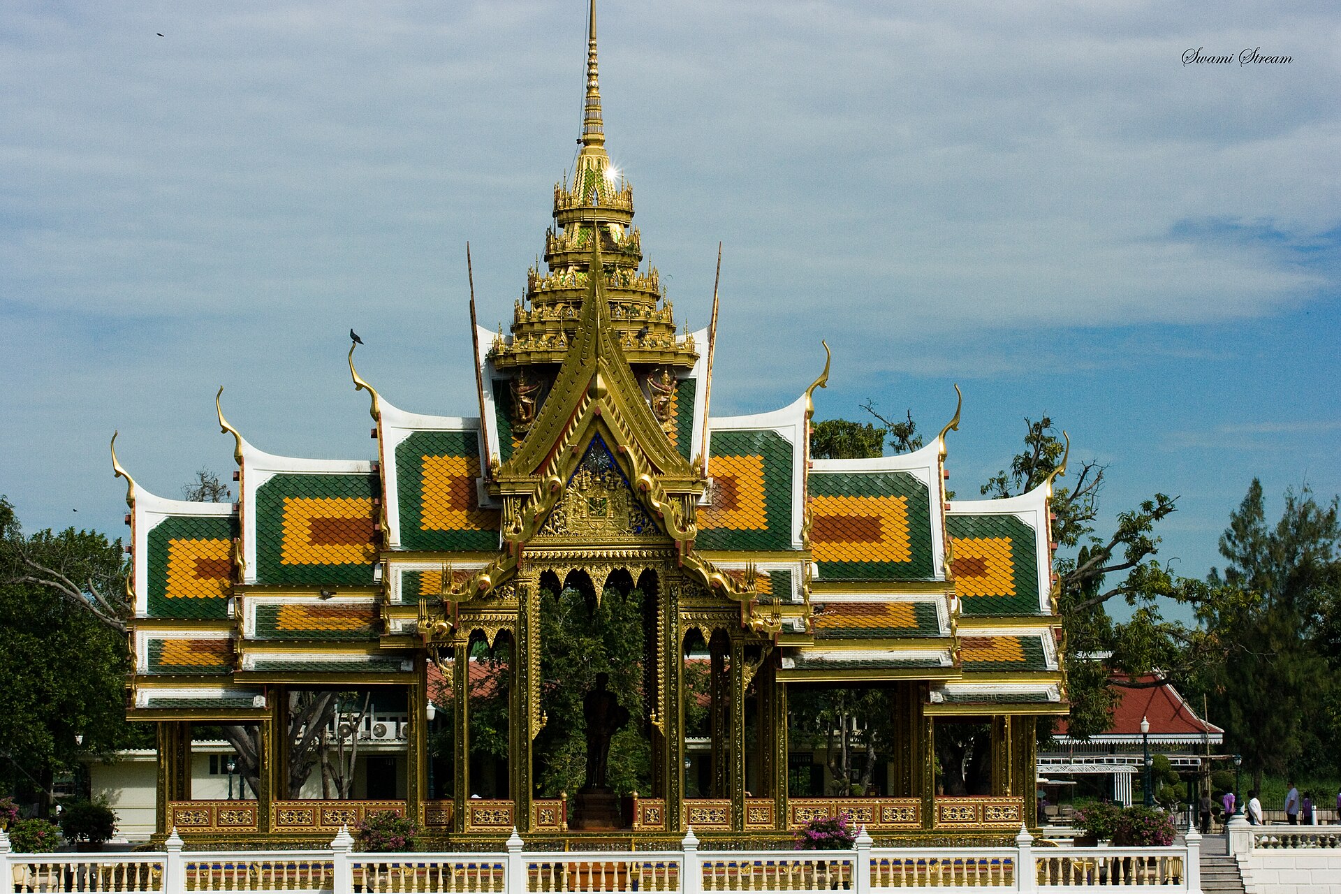 Buildings of the palace set among the gardens