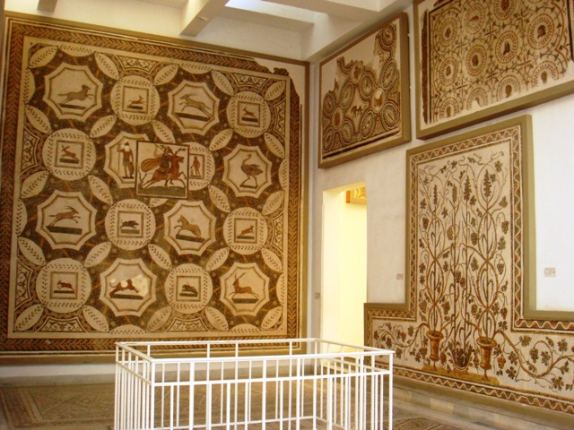 Roman mosaics displayed in the Bardo.