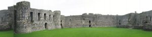 The inner ward of Beaumaris, ringed by high walls and towers within the outer defences