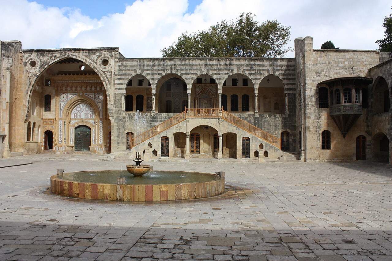 Beiteddine Palace spread across its hillside in the Chouf Mountains.