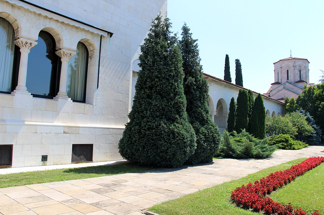The Serbo-Byzantine facade of the Royal Palace.