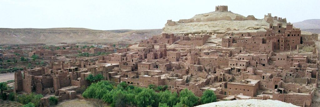 The tall fortified tower-houses of the village