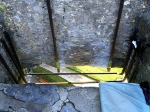 The famous, much-kissed Blarney Stone, worn smooth by generations of visitors