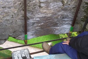 The Blarney Stone, set high in the battlements, said to give the gift of eloquence to all who kiss it