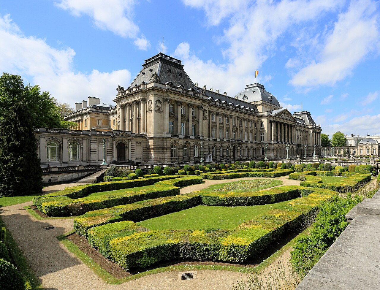 The neoclassical facade of the Royal Palace of Brussels.
