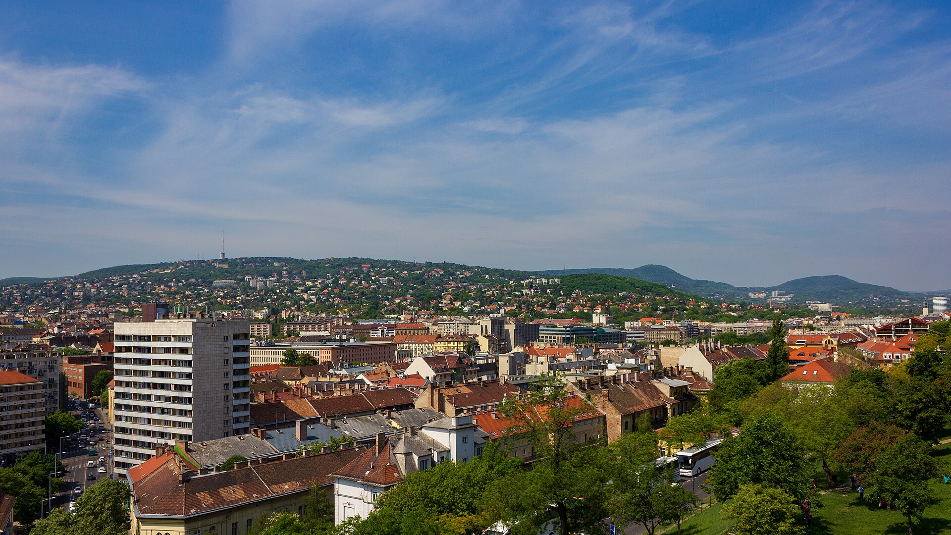 A panorama from Buda Castle over the Danube