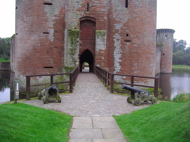 The great twin-towered gatehouse of Caerlaverock, the strongest and most striking part of the castle