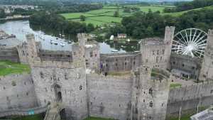 Caernarfon's distinctive silhouette, deliberately modelled on the walls of imperial Constantinople