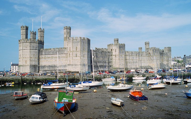 Caernarfon Castle in North Wales, Edward I's mightiest fortress and a symbol of English conquest