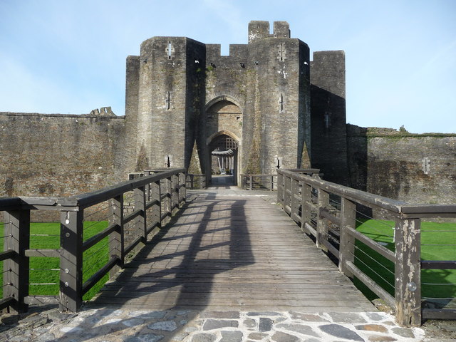 The powerful gatehouse guarding the approach across the dams and lakes