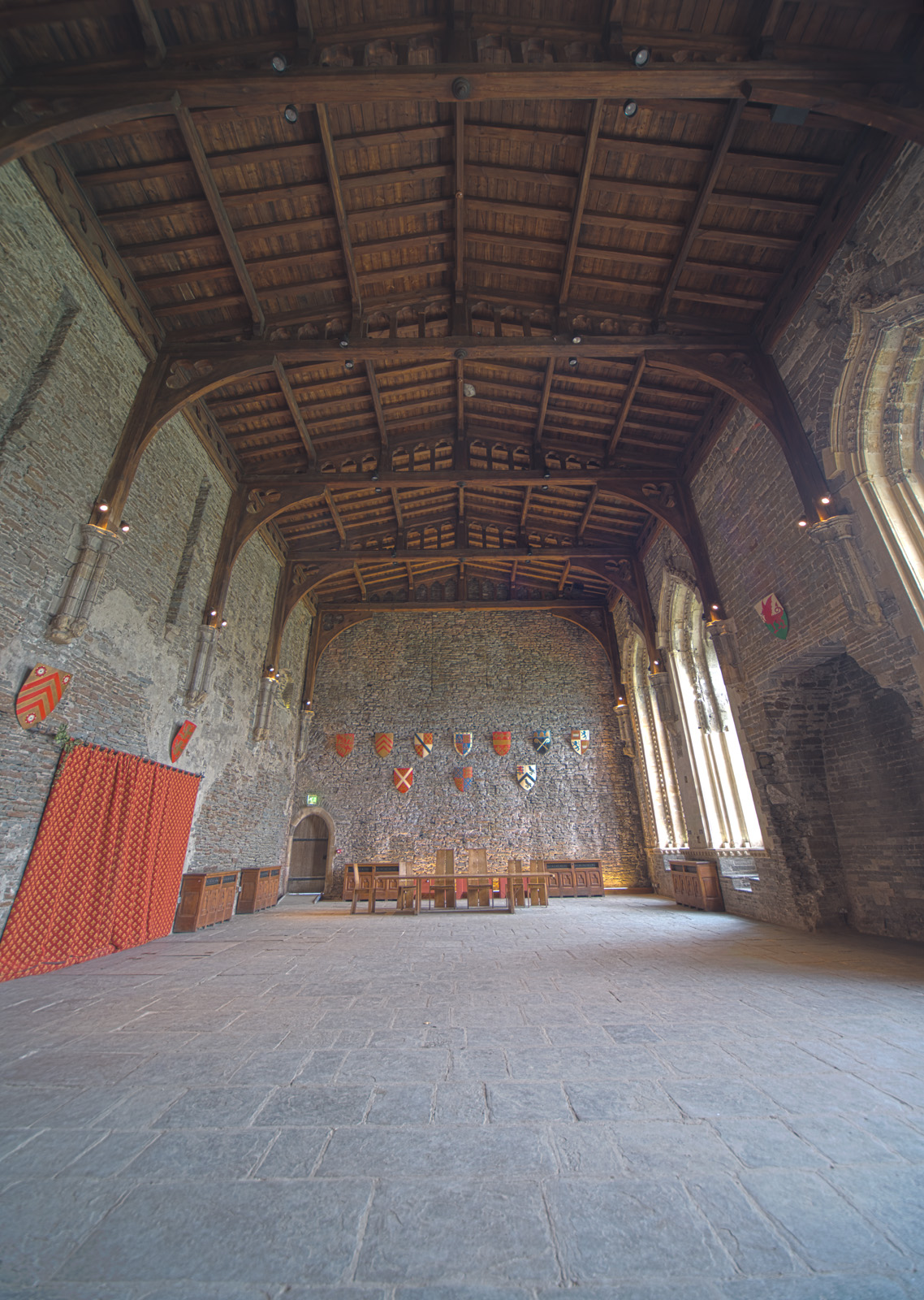 The restored Great Hall of Caerphilly, where the castle's lords once feasted