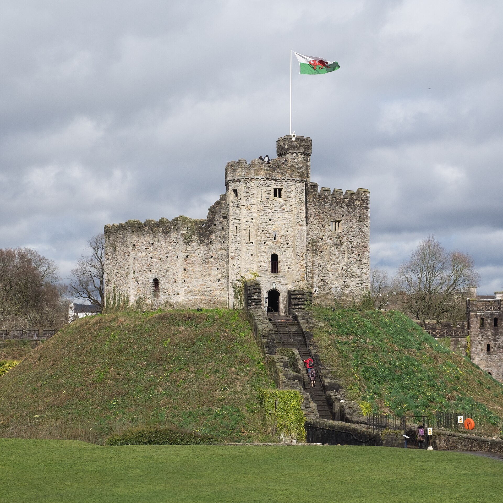 The Norman keep of Cardiff Castle on its mound