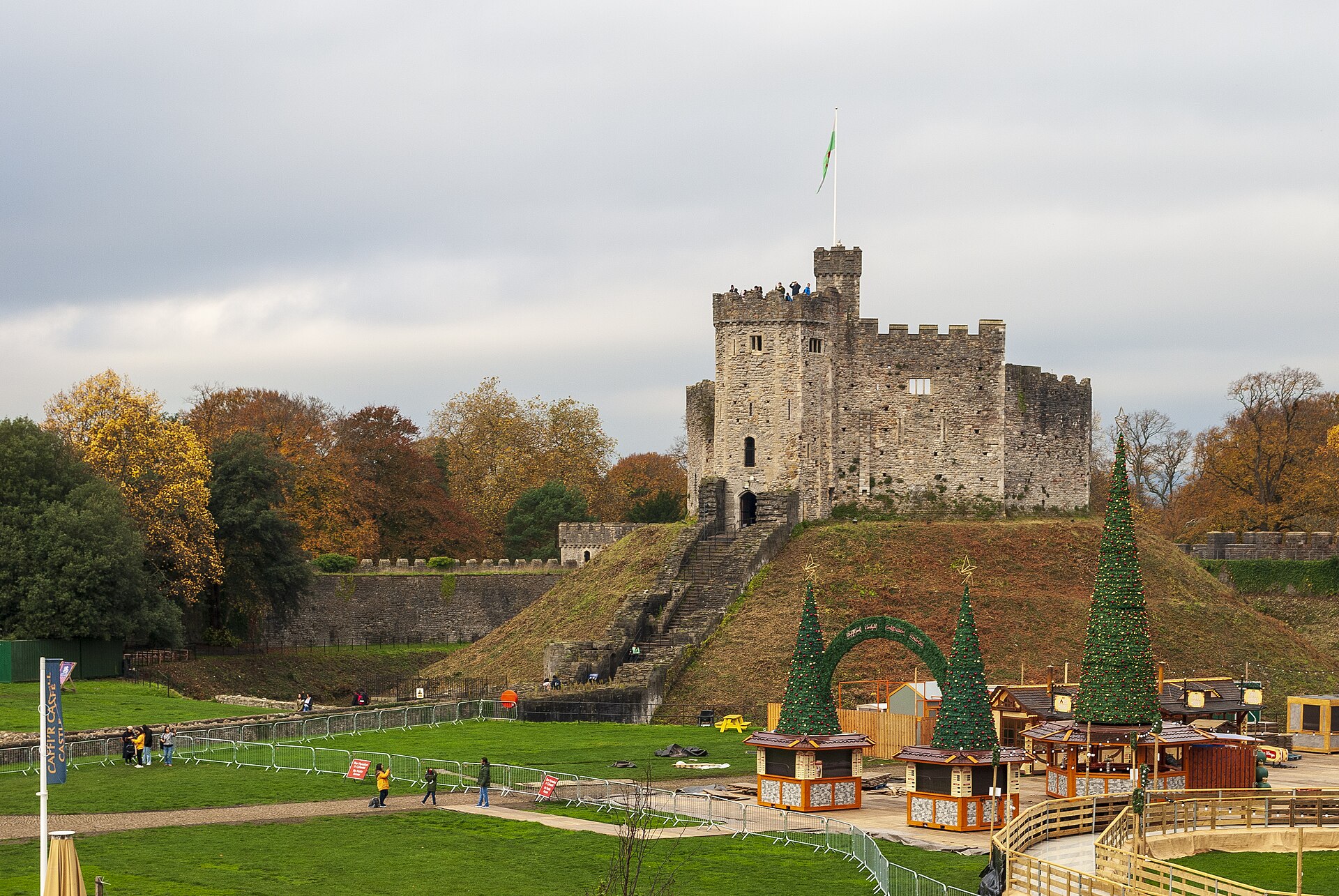 The Norman keep with festive decoration
