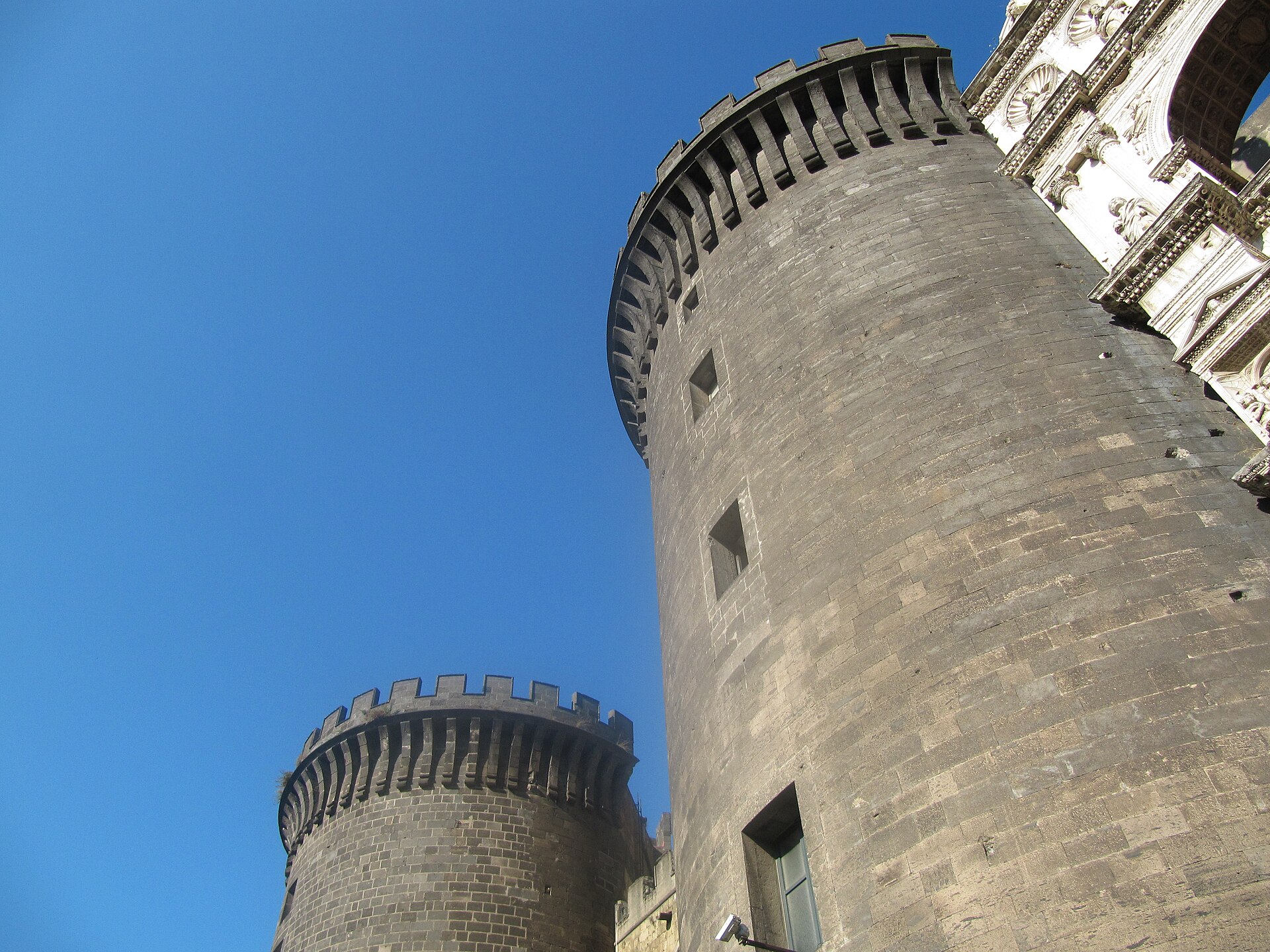 The great stone towers that give the fortress its powerful silhouette