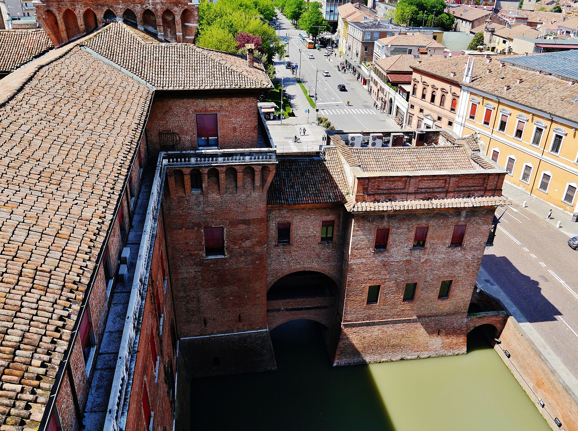 A view over one of the drawbridges that cross the moat