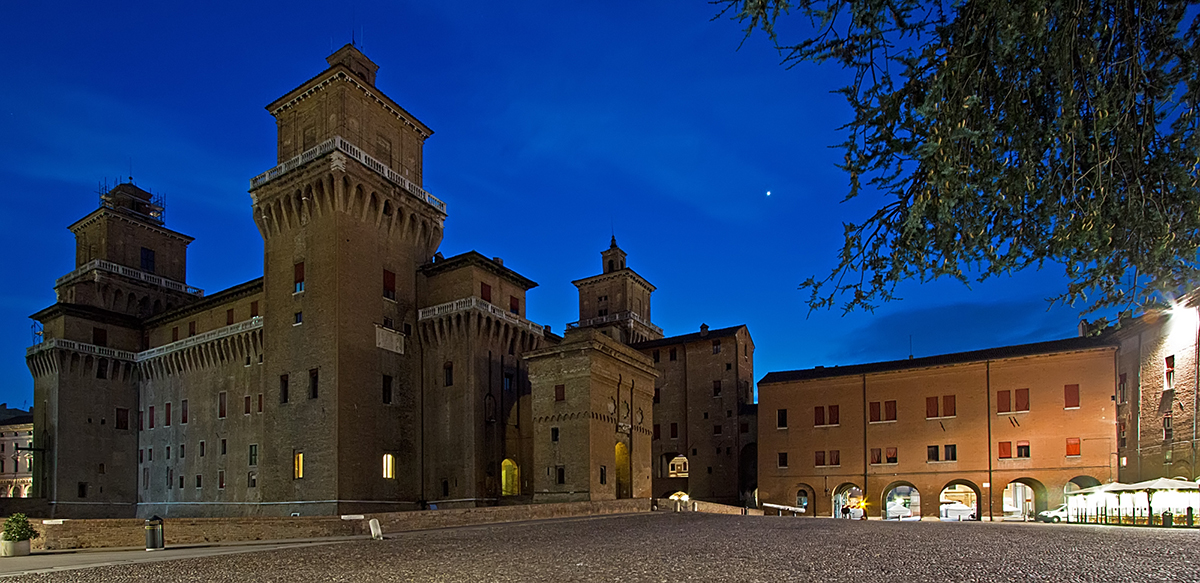 The Castello Estense rising above the central square of Ferrara