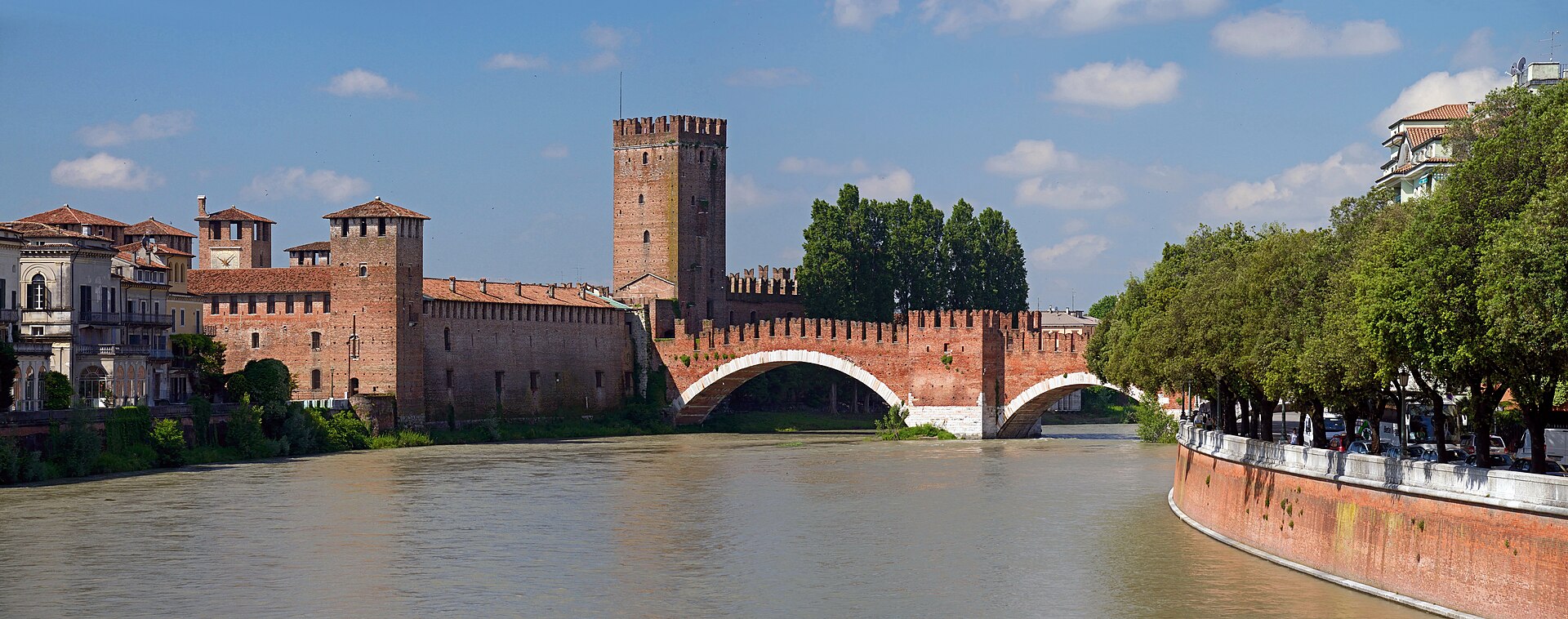 The fortified Scaliger Bridge was built as a private escape route across the Adige.