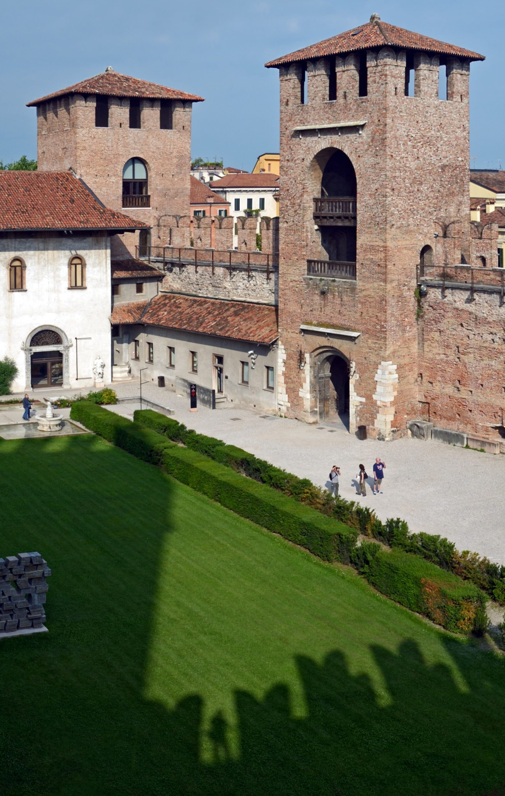 A high wall once divided the military castle from the family's private residence.