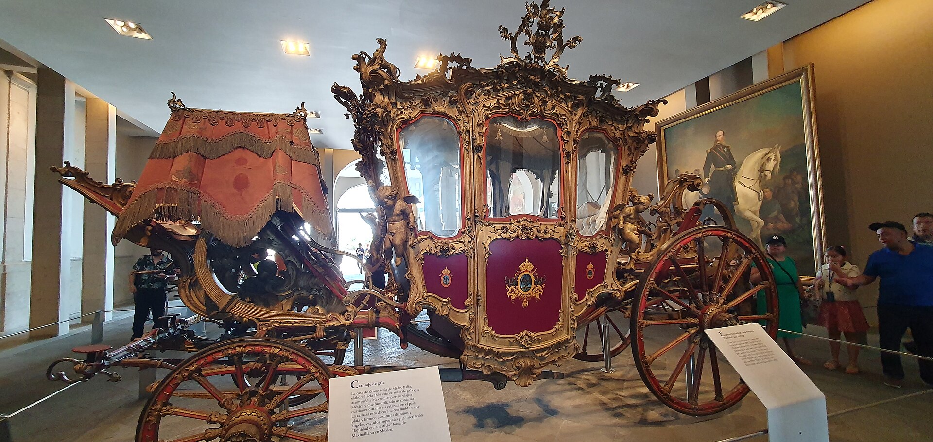 The historic carriages preserved at the castle, relics of its days as a royal residence.