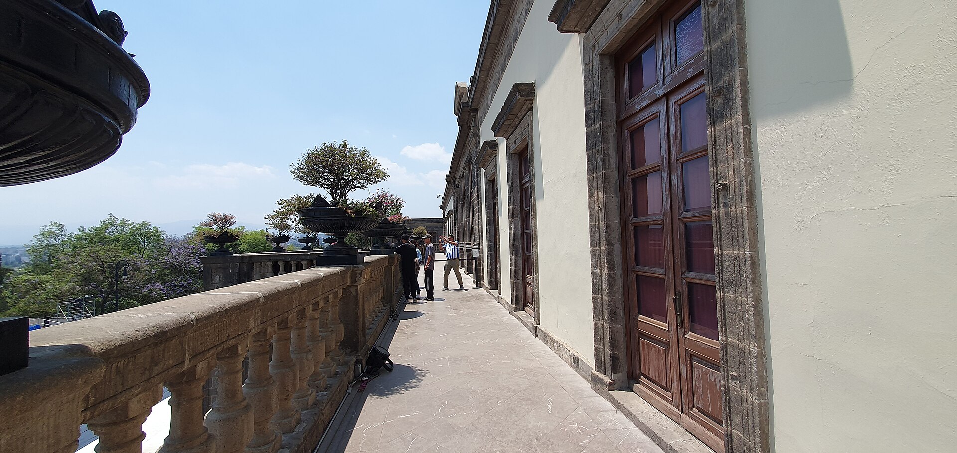 A balcony of the main facade, commanding views over the great park and the city below.