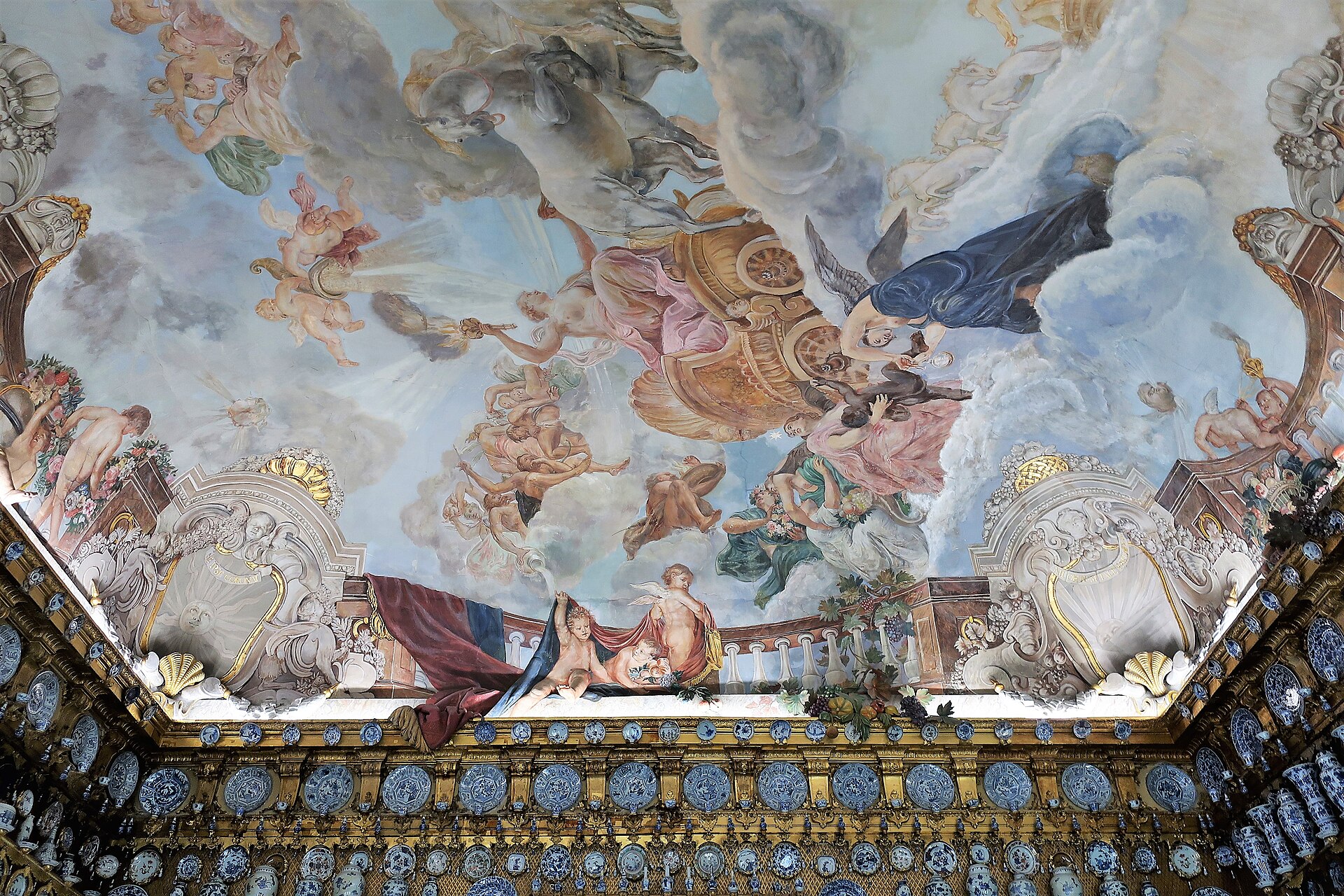 The Porcelain Cabinet, its walls covered with thousands of pieces of Chinese and Japanese porcelain