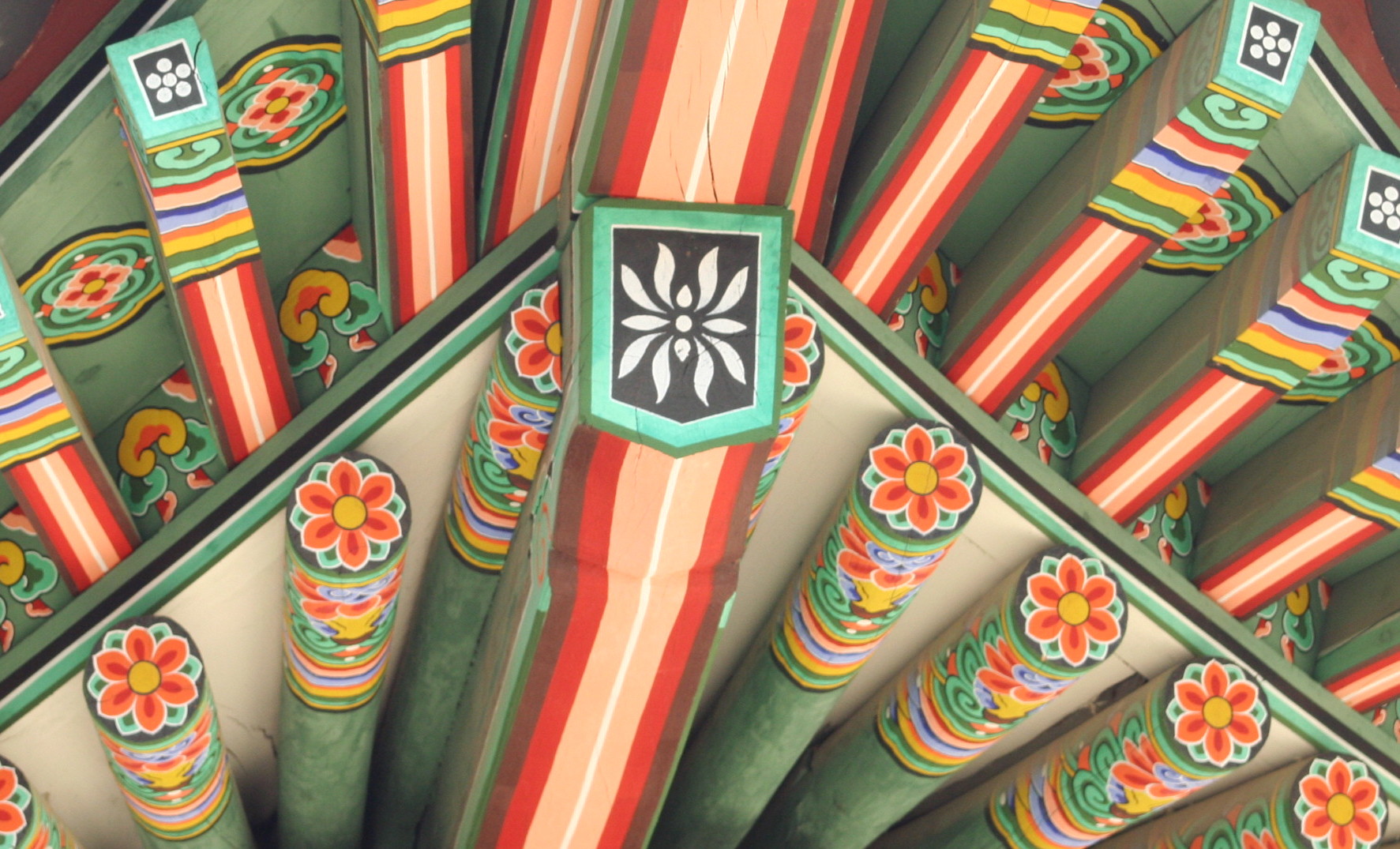 The tiled roofs of Changdeokgung, curving gracefully in the classical Korean style.