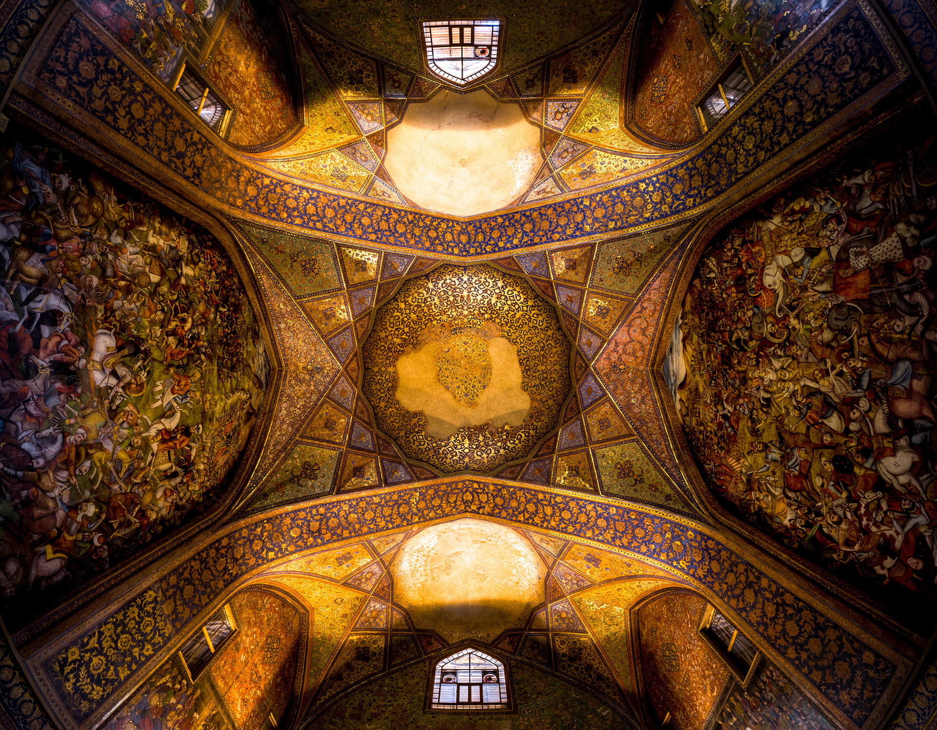 The Chehel Sotoun pavilion in Isfahan, reflected in its long pool.