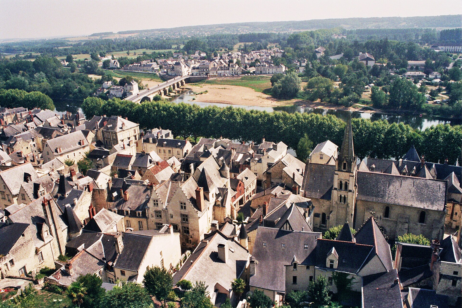 A view over Chinon and its vineyards from the castle heights